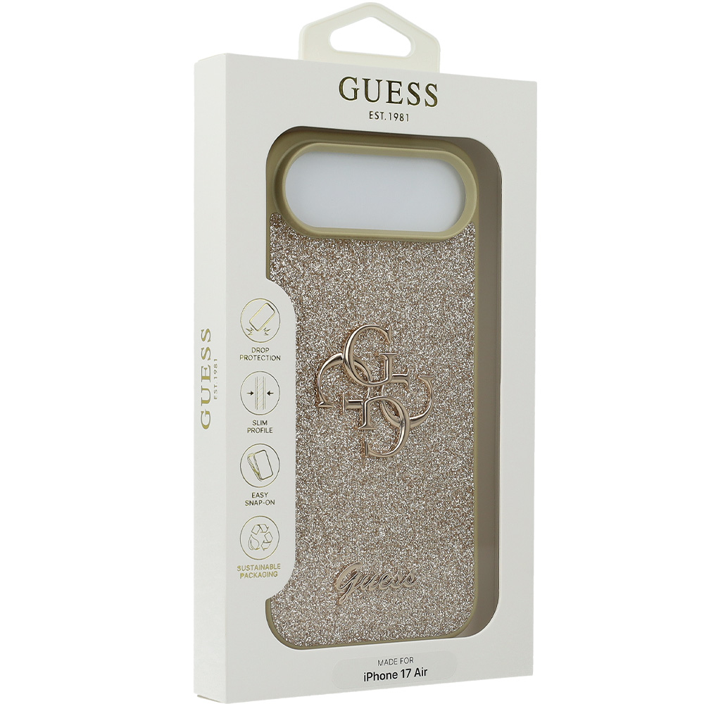 Etui Guess Fixed Glitter Big 4G do iPhone Air, złoto-brokatowe